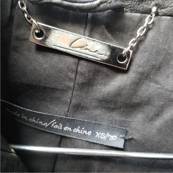 Line The Label Designer Asymmetrical 100% Lambskin Black Leather Jacket XS - Picture 4 of 14